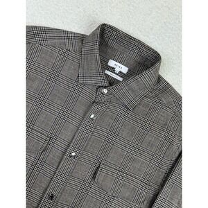Reiss Peaky Shirt Mens Large Brown Plaid Twill Button Up Regular Fit Casual